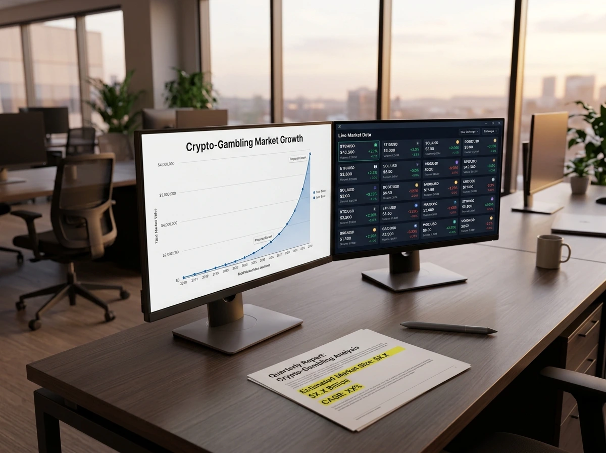 Global crypto gambling market growth reaching 65 billion dollars with Bitcoin dominance