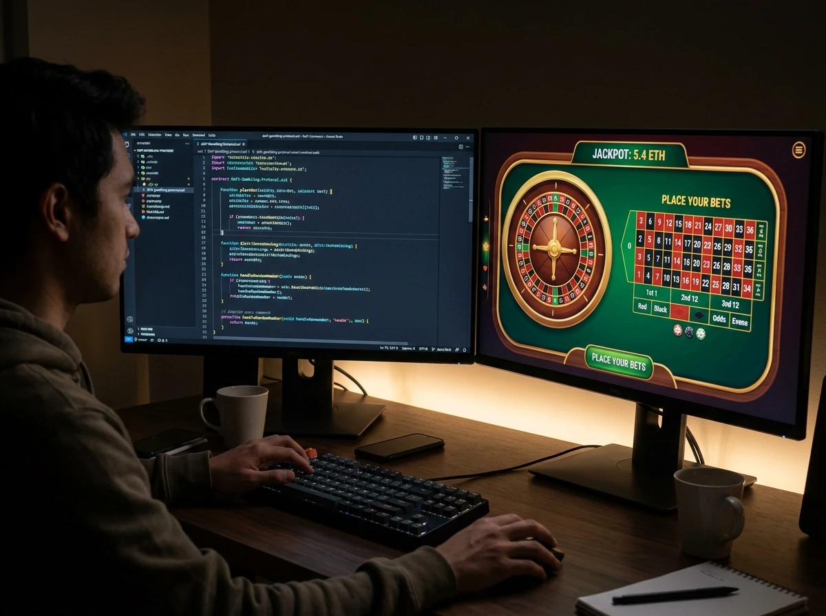 DeFi gambling protocol operating through smart contracts without corporate entity