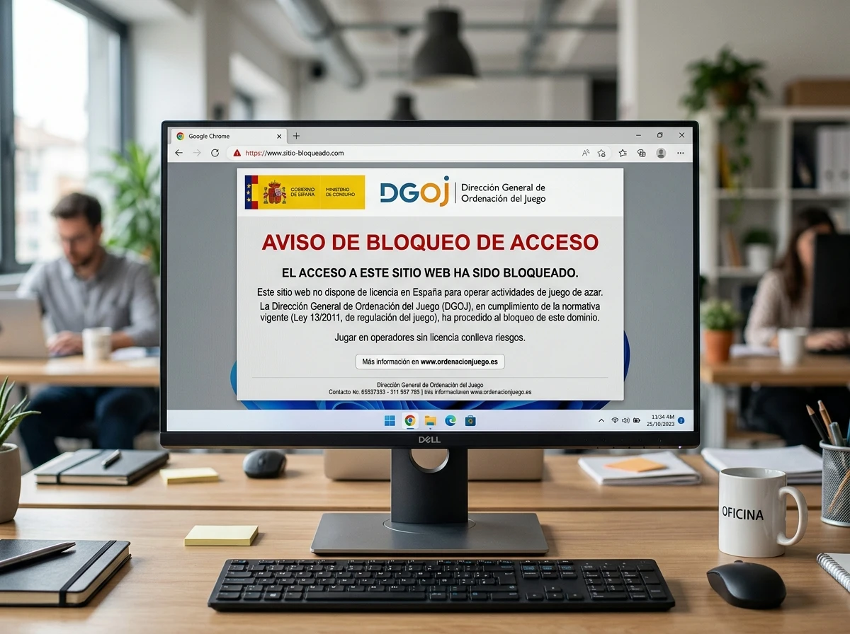 DGOJ blocked gambling portal notice page displayed to Spanish internet users
