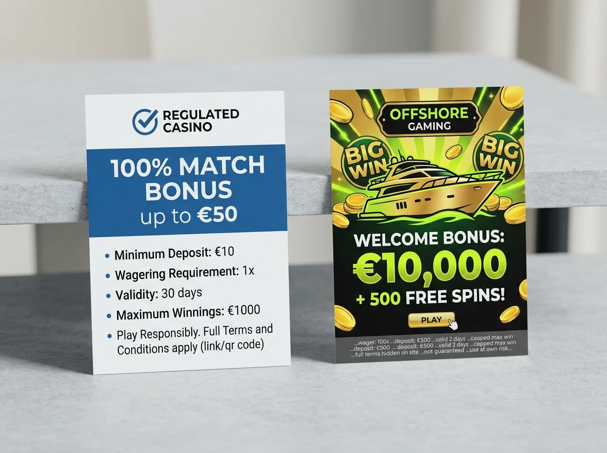 DGOJ regulated bonus caps compared with unrestricted offshore bonus offers