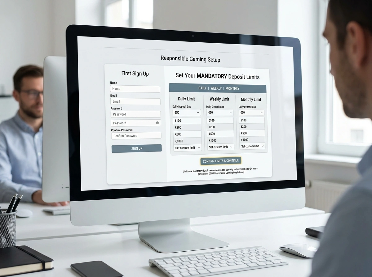 DGOJ regulated casino deposit limit setting screen during player registration