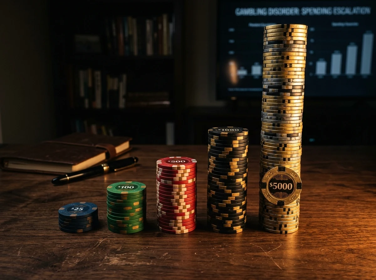 Gambling disorder spending escalation pattern without deposit limit intervention