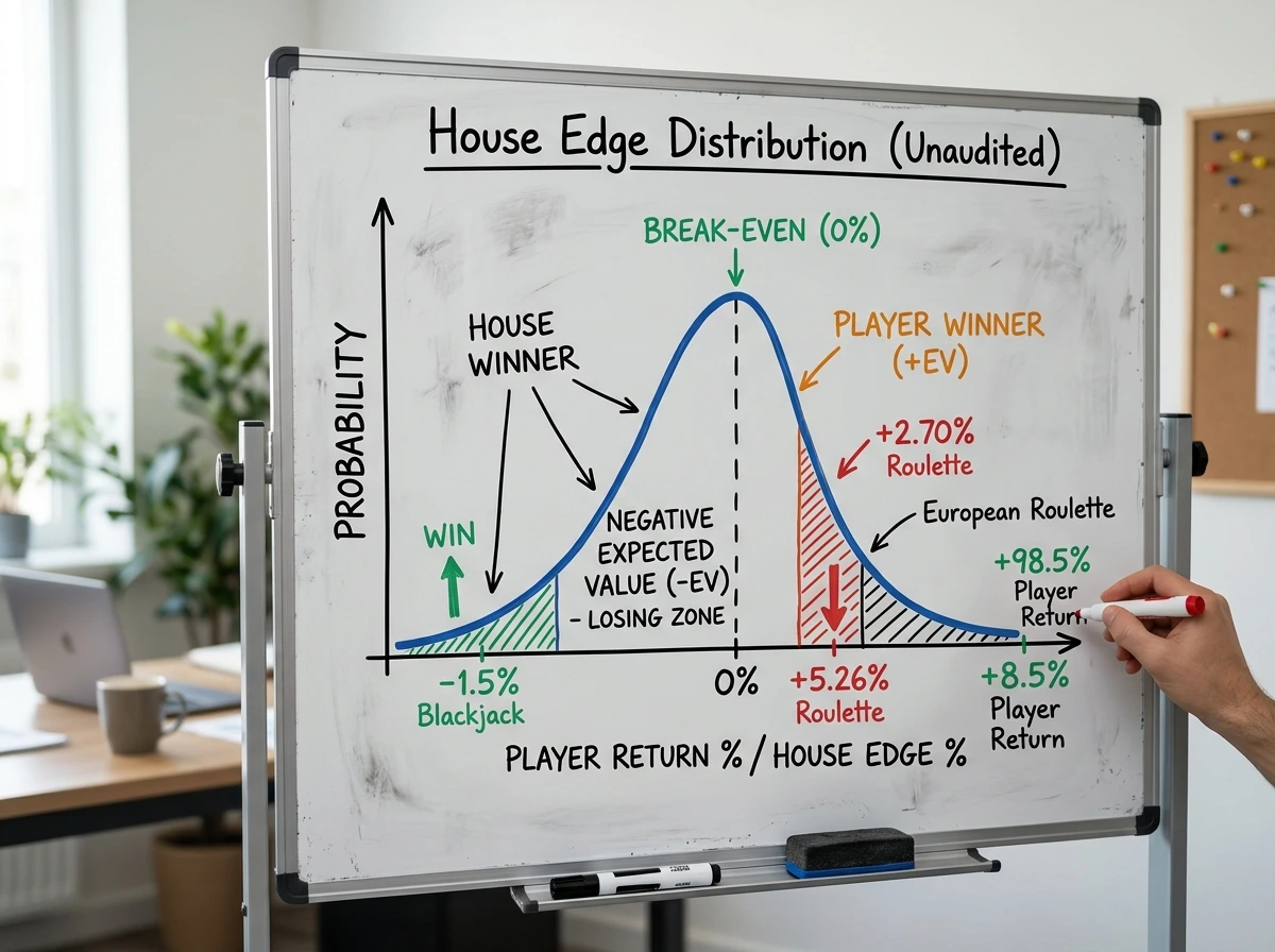 Unaudited house edge probability distribution in offshore crash games