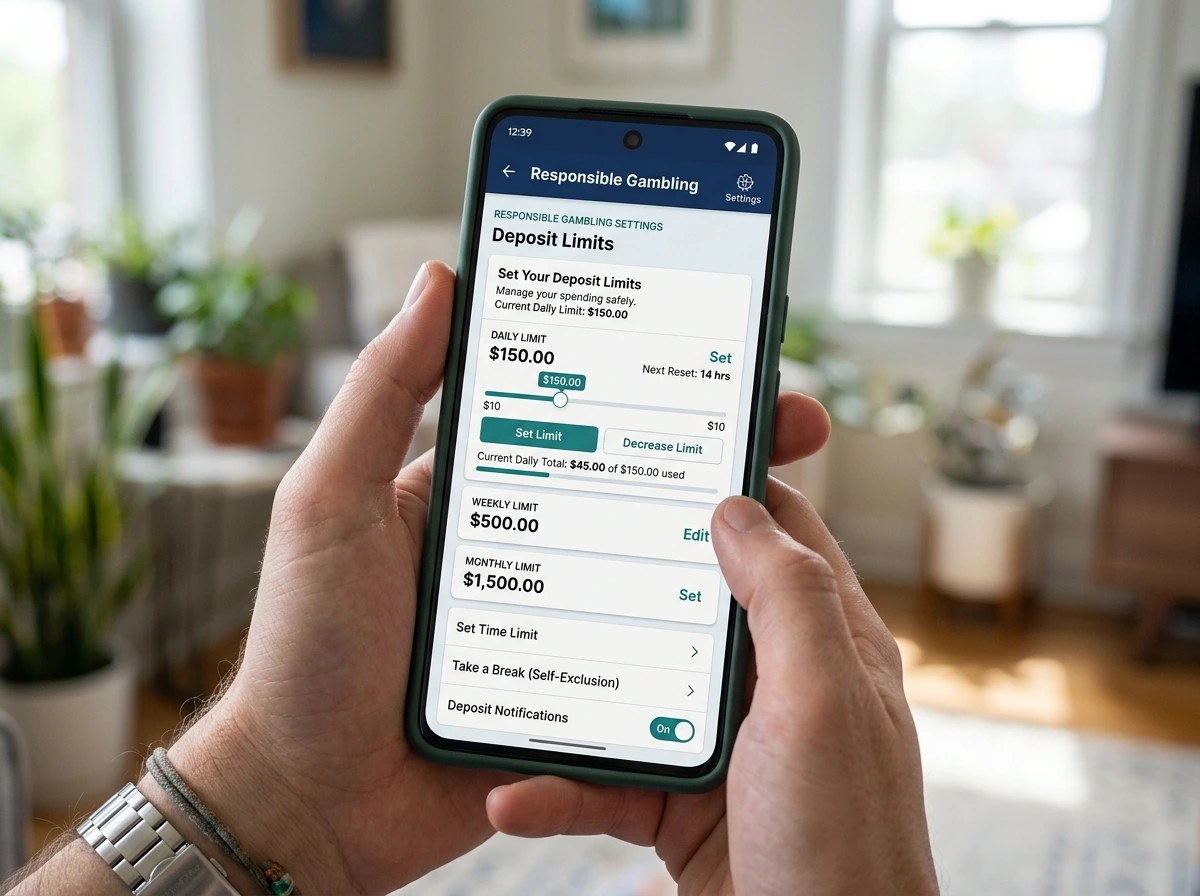 Mobile gambling deposit limit interface requiring seamless small-screen design