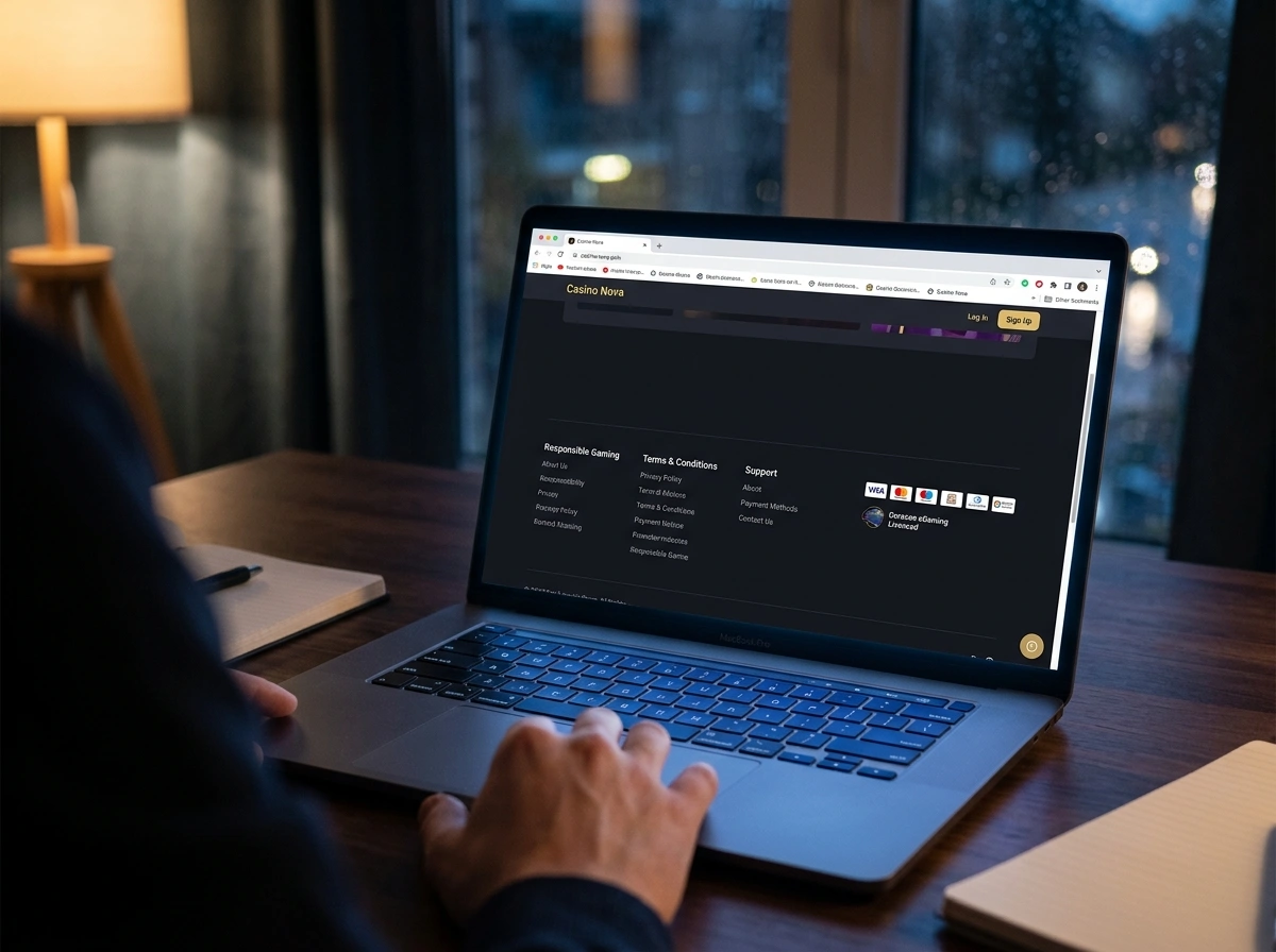 Offshore casino website footer displaying licence number badge