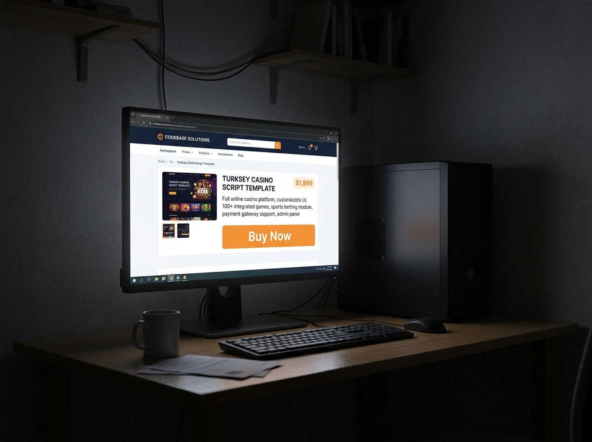 Turnkey casino script template sold on marketplace for quick site launch