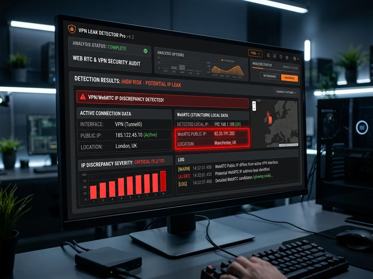 Casino VPN detection using WebRTC leak and IP reputation analysis