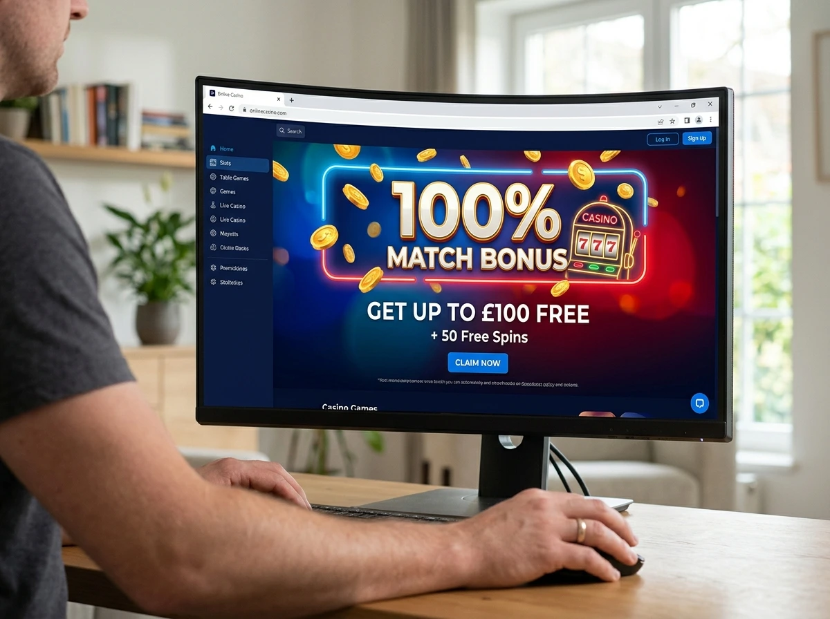 Welcome match bonus offer at offshore casino with high wagering multiplier